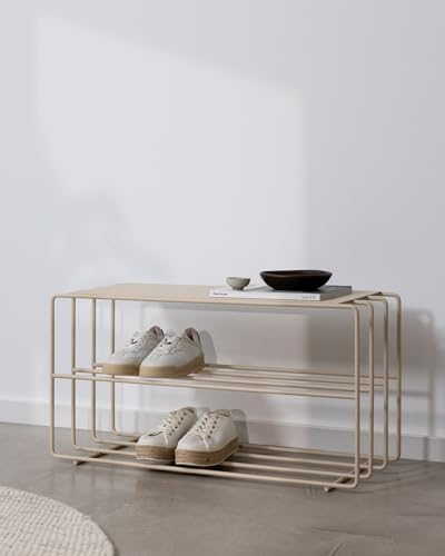 Metallbude Schuhregal NEVA Cashew - Schuhbank aus Metall - Perfekt für Deine Gaderobe - Kratz-, Stoß- & Schlagfest - 80x30x41 cm