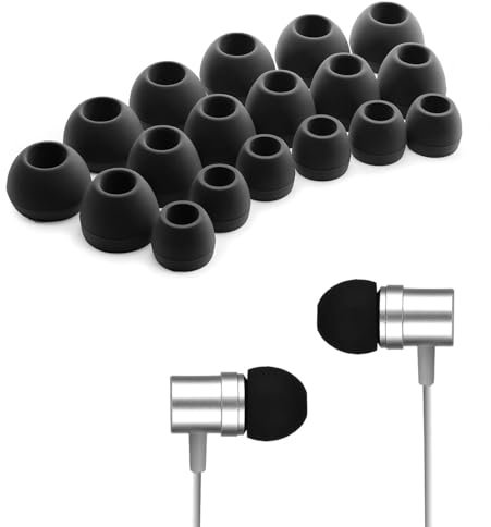 Set of 18 Silicone Tips For Earphones Earplugs Replace Earbuds Soundproof Cap for In-Ear Headphones Replacement Eartips 3 Different Size (S/M/L) Black