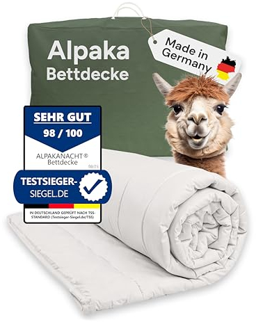 Alpakanacht Alpaka Bettdecke 4 Jahreszeiten - Bettdecke 135x200 cm, Alpaka Decke, Ganzjahr, 700g + 1.100 g Füllung, nachhaltige Schlafdecke mit Alpaka Wolle