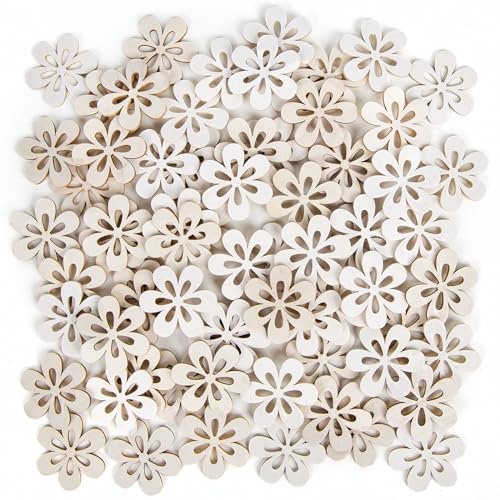 Logbuch-Verlag 72 kleine Holzblumen Blüten Blumen Streuteile Tischdekoration natur beige creme Hochzeitsdeko 4 cm Herbst