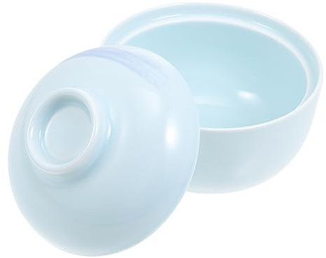 COLLBATH Japanischer Keramik Ei Dampfgarer mit Deckel, Blaue Servierschale