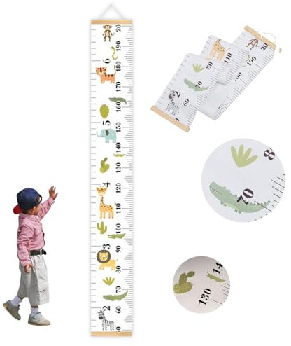 Fokroin Messlatte Kinder, GrößEnmesser füR Kinder, Tier MeßLatte Kinder Wachstumsmesser Messleiste, Messlatten füR Baby- & Kleinkinderzimmer, Messleite Lineal füR Kinder 150cm X 20cm
