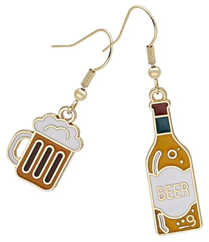 Asymmetrical Beer Earrings for Women Cute Beer Cup and Bottle Dangle Earrings Perfect for Festivals Parties and Gifts Teen Girls