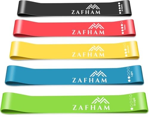 ZAFHAM Resistance Bands [Set of 5] 100% Latex Material with 5 Different Resistance Levels for Men and Women Skin-Friendly Resistance Fitness Exercise Loop Bands with 5 Different Resistance Levels