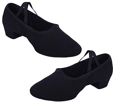 COLLBATH Scarpe da Ballo Ballerine per Adulti Balletto Toccare Le Scarpe Abbigliamento Scarpe da Yoga per Adulti Scarpe Latine per Donna Basso Tomaia: Tela Black