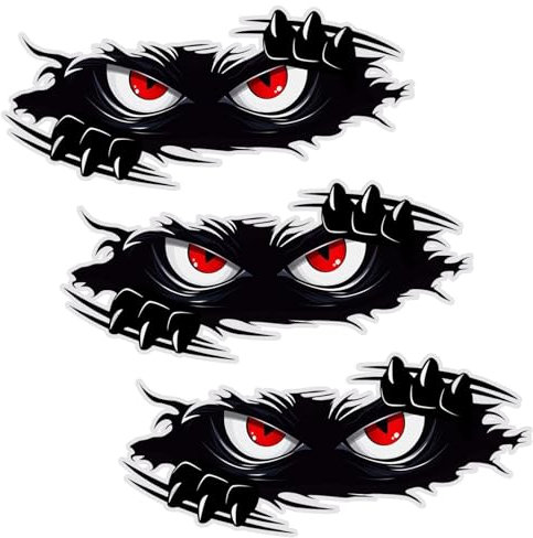 KVAEY Auto-Aufkleber, Motiv: Peeking Monster Angry Eyes, 24,9 x 10,9 cm, groß, Vinyl, lustige Monster-Aufkleber, 3D-Gruselaugen, schwarz, wasserdicht, abnehmbar, für Fahrzeuge, Fenster, Laptop, 3