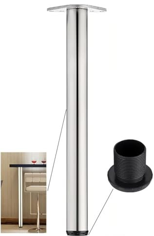 Pieds de la barre de petit déjeuner Réglable, 1 pied de barre de petit-déjeuner réglable, pieds de barre en acier inoxydable, tuyau rond, pieds de Table de Support réglables, pieds de meubles(H: 85cm)