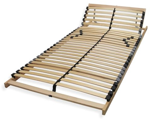 Sleepneo Lattenrost 90x200, Kopfteil verstellbar, Ergonomischer 7 Zonen Lattenrost, Buchenholz, 28 Latten, Lattenrahmen, Federholzrahmen, Selbstmontage, hohe Traglast bis 140Kg