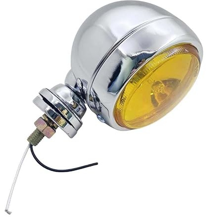 1PC 3,54 Chrom Universal Motorrad Frontscheinwerfer Zusatzpunkt Nebelscheinwerfer Gelb Linse Licht für Harley Davidson Ducati Benelli