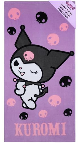 Hello Kitty Asciugamano Bambina Ragazza Donna Teli Mare Assorbente Asciugatura Rapida Kawaii Asciugamani da Bagno 140x70cm Anime Accessori Viaggio (Viola, 70x140cm)