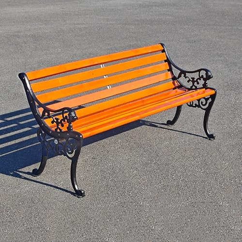 YCYHXJB Gartenbank, Bank Outdoor mit Gusseisenrahmen und Armlehnen, Gartenbank Wetterfest für Veranda, Rasen, Garten(Yellow,150 * 50 * 75cm/59 * 20 * 30in)