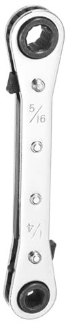 QUARKZMAN Chiave a cricchetto reversibile a doppia testa a scatola 1/4 x 5/16 in acciaio CR-V a 180 gradi SAE Doppia testa a 12 punti 24 denti Chiave a cricchetto regolabile,Argento Grigio