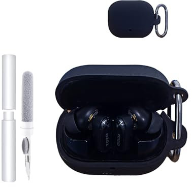 Silicone Protective Case for TOZO Crystal Pods Earbuds - Durable and Eco-Friendly Bluetooth Earphone Cover with Precise Holes and Charging Compatibility - Shock-proof, Comfortable Touch,Black