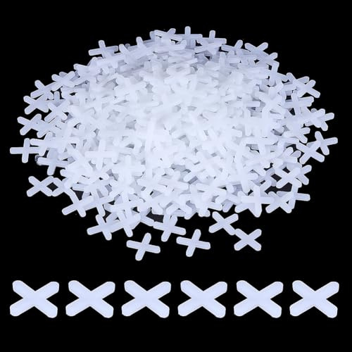 WEBEEDY 700 Stück 1mm Fliesenkreuz Fugenkreuze Für Boden Und Wandfliesenverlegung Wiederverwendbare Kreuz Abstandshalter Ausrichtungskeile Für Keramik Steininstallation (Weiß)