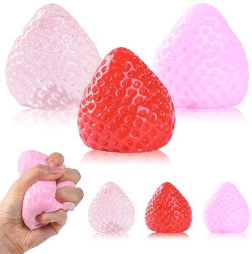 Taba Squishy Strawberry - Paquete de 6 juguetes antiestrés ultra suaves | Squishies ultrasuaves de frutas Mochi, gran regalo para niños y adultos, regalos de fiesta, ideas de regalo de cumpleaños