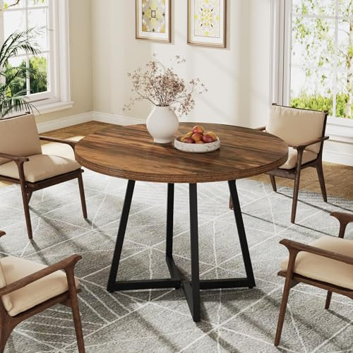 Tribesigns Runder Esstisch für 2, 80 cm Industrieller Küchentisch mit Metallfuß, Kleiner Tisch für Esszimmer, Kleiner Raum, Wohnung, Büro, Restaurant, Rustikal Braun & Schwarz