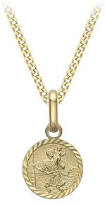 HURLEY BURLEY LONDON Mini 9ct Gold Saint Christopher Pendant Necklace with Chain