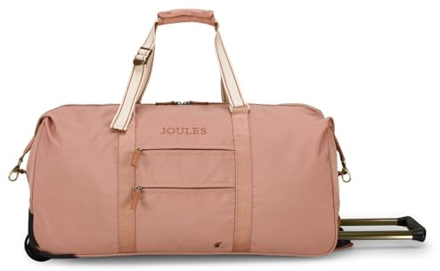 Joules Epwell Collection Trolley Duffle Bag, Softside Rolling Wheeled Luggage, Pink