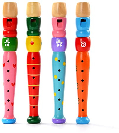 Kleine Hölzerne Blockflöte Bunte Flöte Früherziehung Musik Klang Spielzeug Lernen Musikinstrument