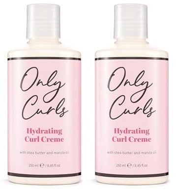 Only Curls Hydrating Curl Crème Duo, Curly Hair Product, Curl Enhancer & Control, Hydrating, Leave-in Styling Cream, Soft, Defined, Frizz-Free Curls, All Curly Hair Types, Vegan Formula, 250 ml x2