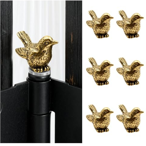 ZENYUEDZ 6 Packs Sparrow Magnetic Door Hinge Toppers, Vintage Brass Hinge Head Decorative Topper, Finish Decor for Door, Drawer, Cabinet Hardware, Table, Shelf, Car