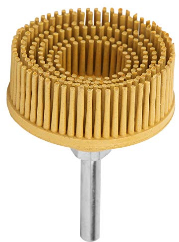 Jelquix 2 Inch Durable Bristle Polishing Brush Wheel for Metal Finishing, Rust Removal, for Electric Drills, Emery Rubber, Green 50# - Suitable for Burr Removal (Yellow)