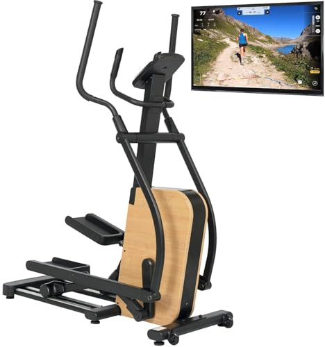 Skandika Crosstrainer für Zuhause Treliv P22 | Crosstrainer Ellipsentrainer, Rahmen aus Eisen, MDF Holz Design, 32 Stufen, 22 Programme, Magnetbremse, Kinomap App kompatibel, Bluetooth, bis 135 kg