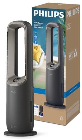 Philips Air Performer 4-in-1 Reinigen, Befeuchten, Heizen & Kühlen, Grau | Reinigt 48 m², CADR 185 m³/h, Befeuchtung 380 ml/h, 1.470 m³/h Airflow, App, nur 21-48 dB(A), HEPA-Filter (AMF970/10)