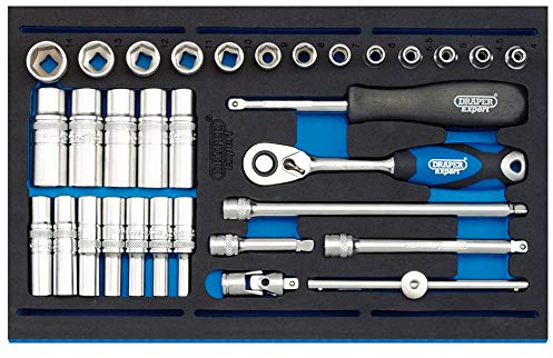 Draper 63532 1/4 Socket Set in 1/4 Drawer Eva Insert Tray , Blue