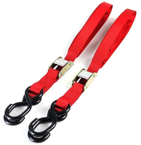 Heavy Duty Motorcycle Tie Down Straps Auto Lock Transport Bike Van Trailer 1.8M X 25mm 400kgs Breaking Strength x2 Pcs