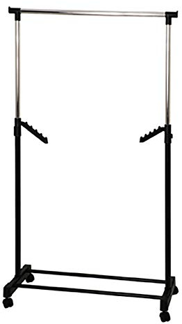 HAKU Möbel Roller coat rack, plastic, chrome-black, W 81 x D 42 x H 100-177 cm