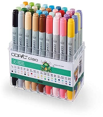COPIC Ciao Marker 36er Set Brillianten Farben, Allround Layoutmarker, im praktischen Acryl-Display zur Aufbewahrung und einfachen Entnahme
