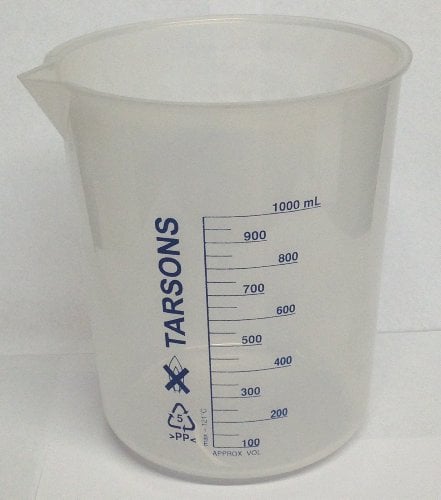 KING SCIENTIFIC AU-KA44-EP6L PLASTIC POLYPROPYLENE PP MEASURING BEAKER 1000ML 1 LITRE LABORATORY KITCHEN