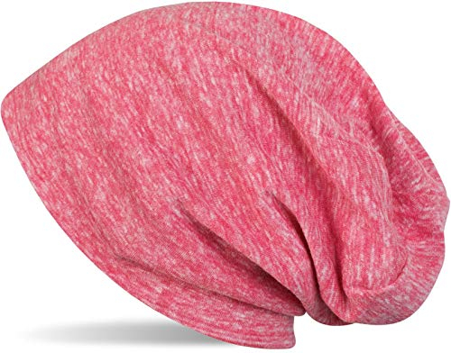 styleBREAKER Klassische Slouch Beanie Mütze, leicht und weich, Longbeanie, Unisex 04024018, Farbe:Koralle meliert