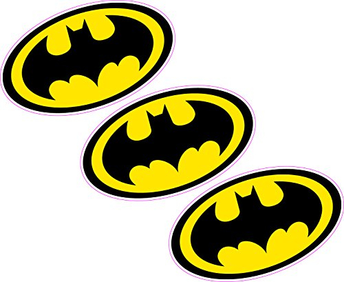 3 x Batman Logo 80 mmx46 mm Wappen Vinyl Aufkleber Wand Auto Laptop Superheld Comic Book