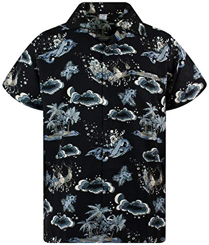 King Kameha Funky-Hawaii-Hemd, Weihnachten, Herren, Kurzarm, Christmas-Island, Mono-Grau, XXL