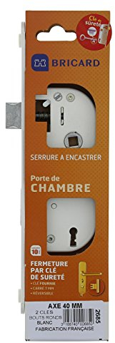 Serrure pour porte de chambre ou d'intérieur, Bricard 2685, blanc