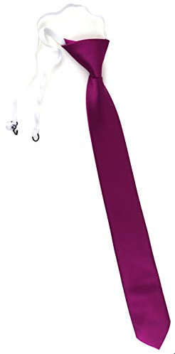 TigerTie XXL Security Sicherheits Krawatte in magenta fuchsia violett einfarbig Uni - Krawatte vorgebunden mit Gummizug
