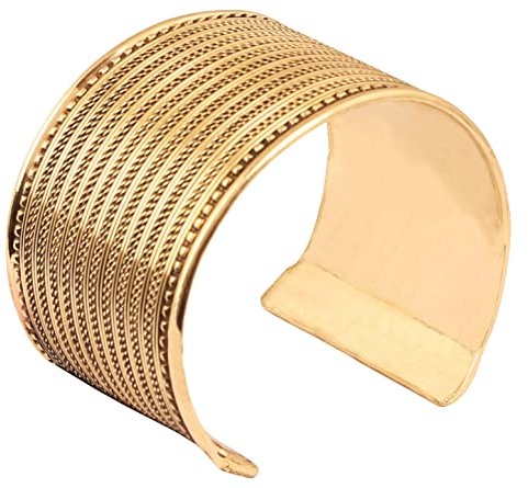 Touchstone indischen Bollywood-Wunsch Messingfuß Schöne Braid Art Thick Wrist Enhancer Designer Schmuck Armreif In Goldton für Frauen.