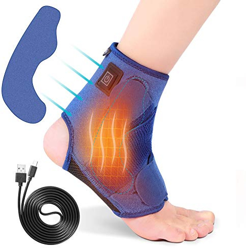 Heated Ankle Warm Support for Women Men, Electric Heat Therapy Ankle Brace for Sprained Injury Swelling Tendinitis for Running Basketball Walking, Left and Right Foot Joint Surgery Recover