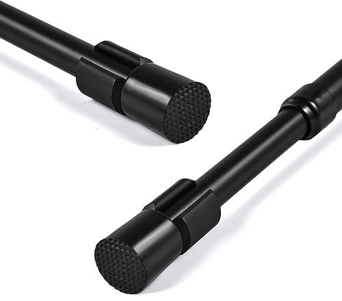 Tension Rods for Curtains Extendable Shower Curtain Pole 104-193cm Adjustable Net Curtain Rod Telescopic Curtain Rods No Drilling Shower Rails for Window Bathroom Wardrobe, Black