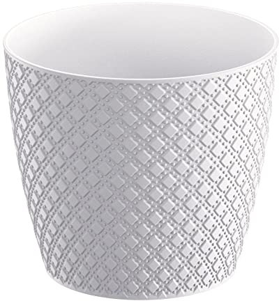 Prosperplast Orient Pot de Fleurs 1 l, Dimensions (mm) 128 x 128 x 112 cm, Couleur Blanche