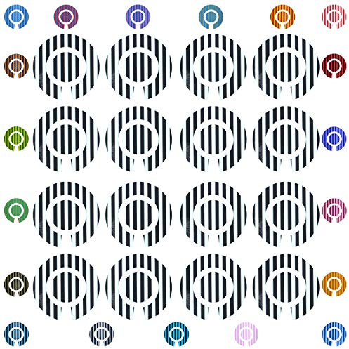 Acclaim Lawn Bowls Identification Stickers Markers Standard 5.5 cm Diameter 4 Full Sets Of 4 Self Adhesive Striped Two Colour (Black/White)