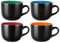 GBhome Jumbo Soup Mugs with Handles, 24 Oz Large Coffee Mugs Set of 4, Ceramic Soup bowls for Soup Cereal Snacks Salad Noodles Cups, Microwave safe - Matte Black, Colorful Inside