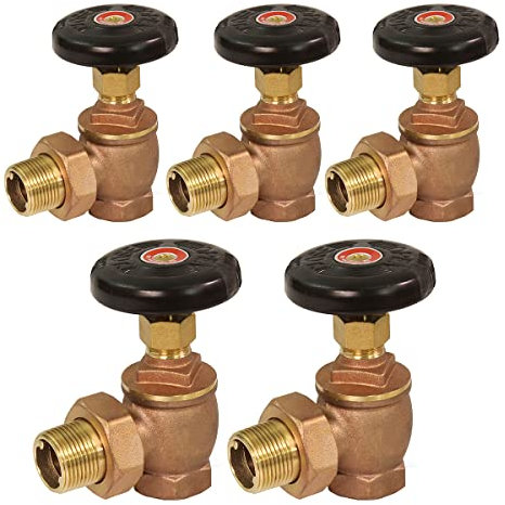 Midline Valve 6I342-5 Steam Radiator Valve; Air Vent Temperature Control; 1 in. FIP x Male Union; Brass (5 Pack)
