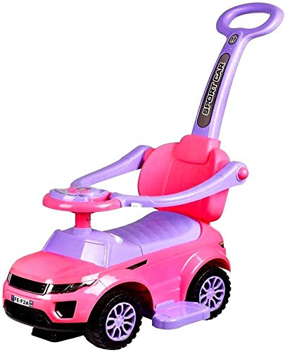 COIL Rutschauto ab 1 Jahr mit Schiebestange 614 W - Baby Car Rutschauto für Kinder - 3-in-1 Design - Bobby Car Zubehör - Rutscherfahrzeug - Bobby Car mit Stange Lenkrad (Rosa)