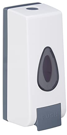 2 x Wandseifenspender, nachfüllbar, für 350 ml, Wandmontage, manuell, Flüssigseifenspender HxBxT 20 x 7,5 x 7,5 cm, weiß