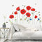 decalmile Wandtattoo Mohnblume Blume Rote Wandsticker Pflanzen Schmetterling Wandaufkleber Schlafzimmer Wohnzimmer Küche Wanddeko