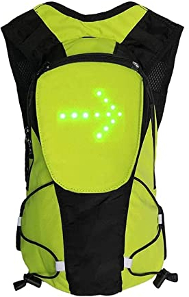 LEDWARNING Sac à Dos 5L à 48 LEDs Clignotant réfléchissant avec Signalisation de Direction pour Vélo et Trottinette. Télécommande et USB Rechargeable. Vendeur et Stock en France (Jaune)