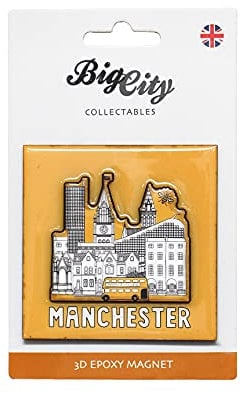 Big City 3D Epoxy Fridge Magnet Manchester Bee Liverpool Birmingham Newcastle Skyline Liver Bird (Manchester Skyline 3D Epoxy)